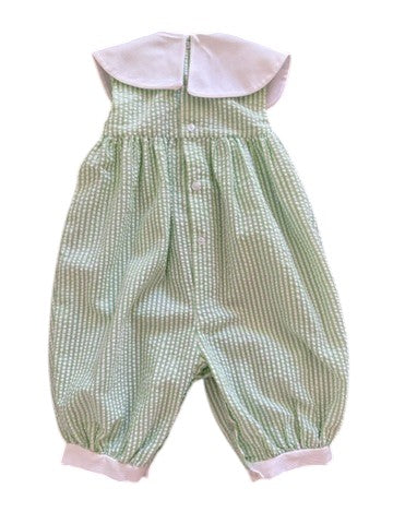 Combinaison verte seersucker cerises - 6 mois