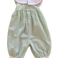 Combinaison verte seersucker cerises - 6 mois