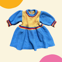 Robe tricot bleu et jaune - 3 mois