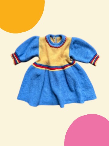 Robe tricot bleu et jaune - 3 mois