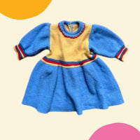 Robe tricot bleu et jaune - 3 mois