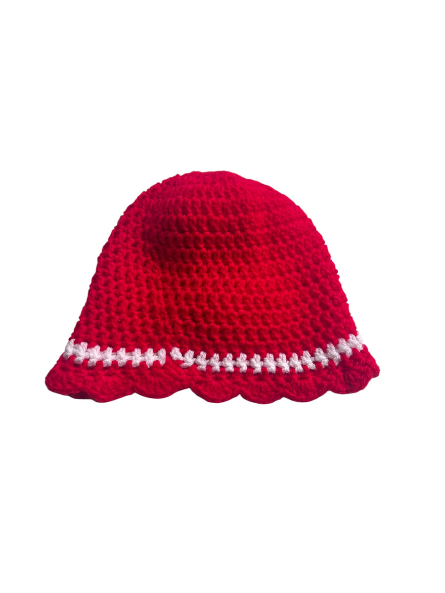 Chapeau crochet rouge - 6/12 mois