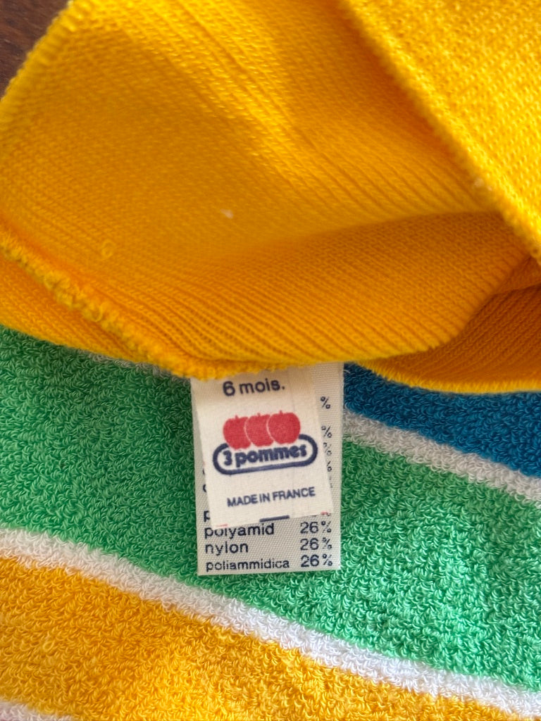 Ensemble t-shirt maille jaune + short rayé éponge plage - 6 mois