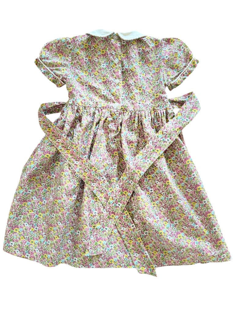 Robe fleurie smockée col claudine - 3 ans
