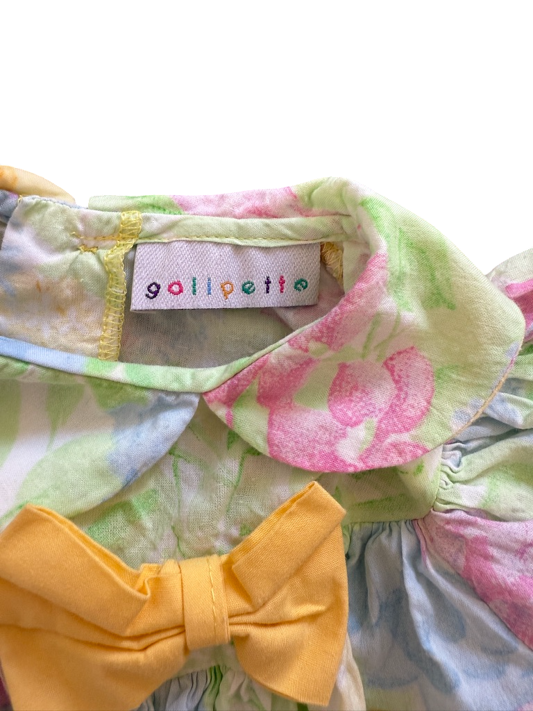 Combinaison fleurie noeud jaune - 6 mois