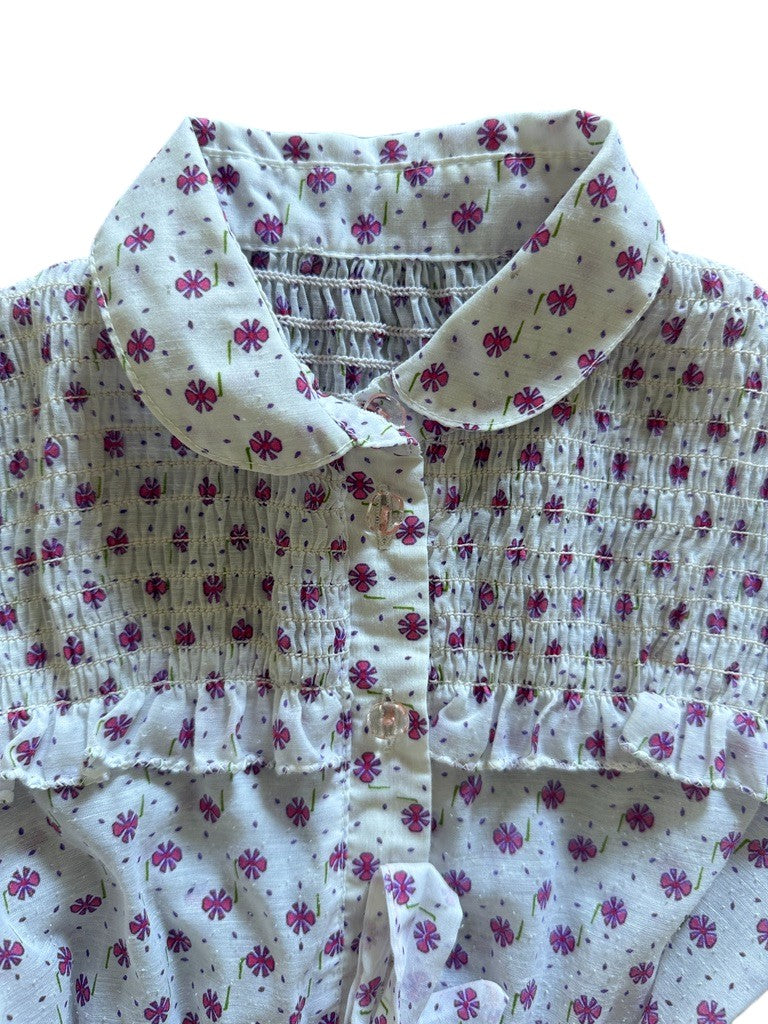 Robe plissée fleurs roses - 4/5 ans