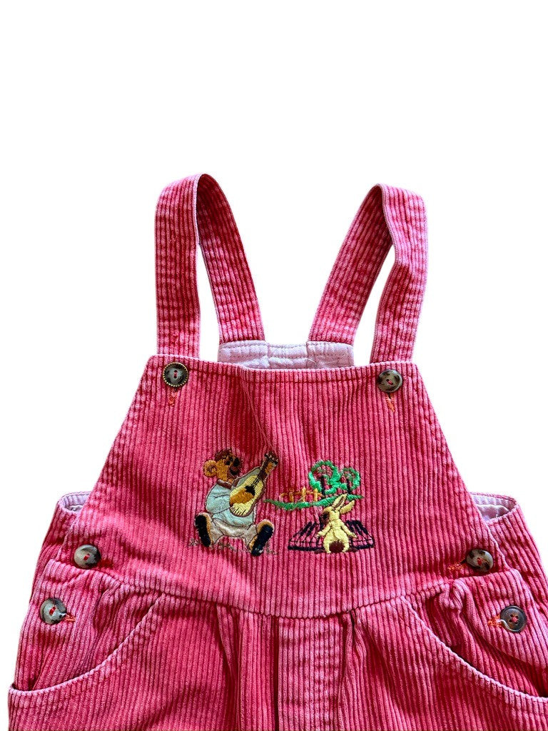 Salopette rayée velours côtelé rose - 24 mois