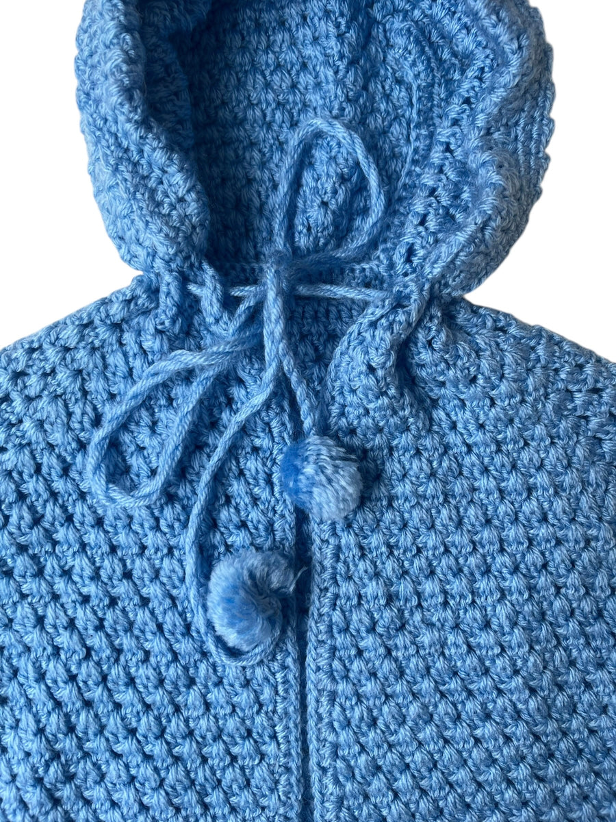Gilet cape tricot bleue - 12 mois