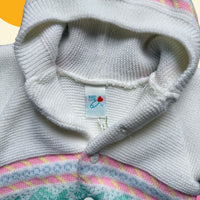 Gilet point mousse rayé pastel - 3 mois