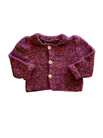 Gilet maille épaisse moucheté aubergine - 4 ans