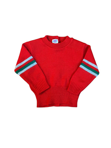 Pull rouge 80's - 3/6 mois