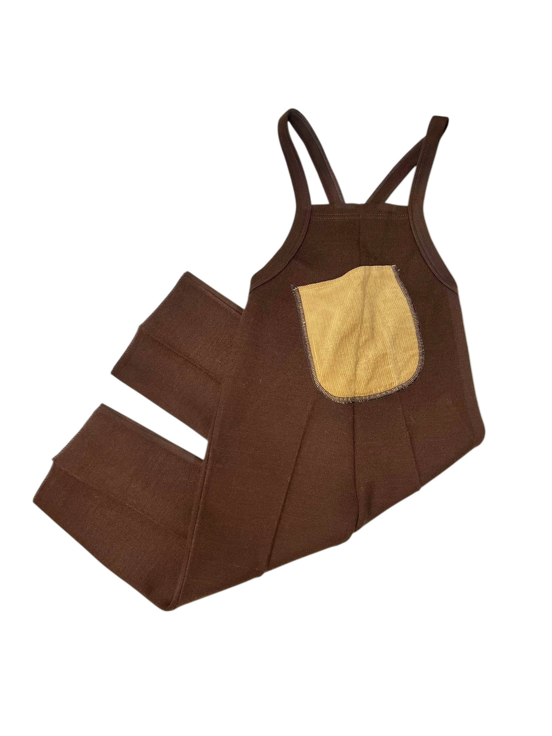 Salopette en maille marron et beige 70&