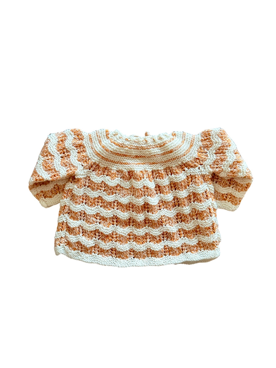 Gilet ocre et blanc - 3 mois