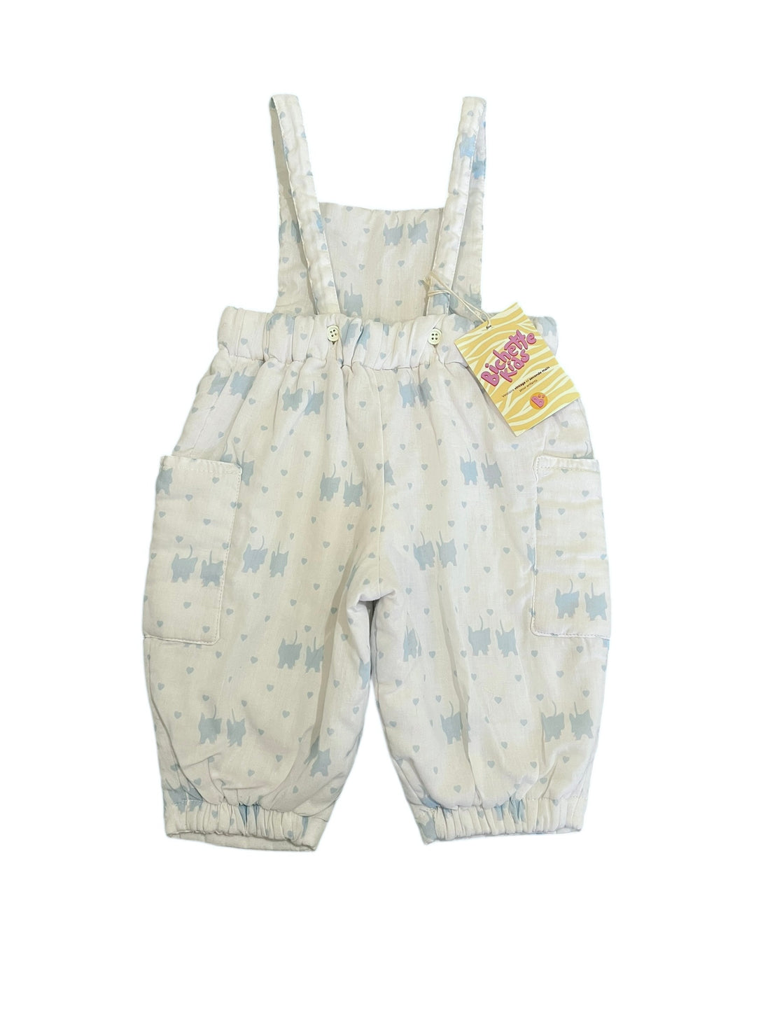 Ensemble molletonné chat bleu et blanc - 12 mois