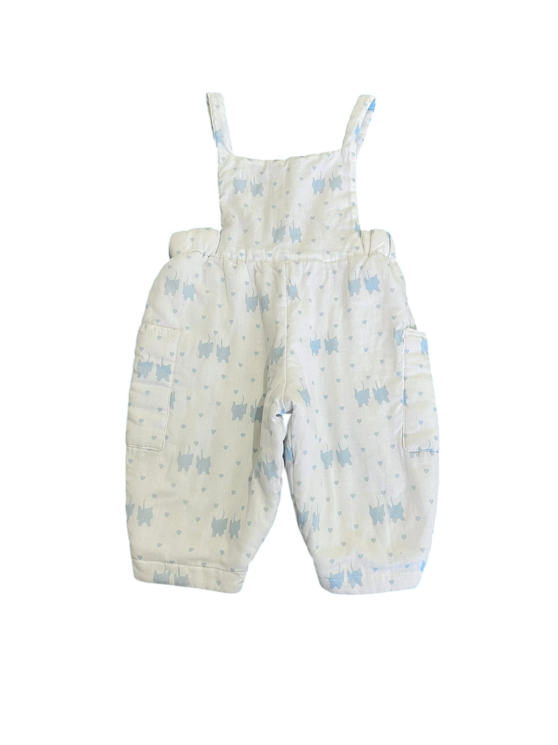 Ensemble molletonné chat bleu et blanc - 12 mois