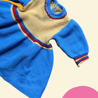 Robe tricot bleu et jaune - 3 mois