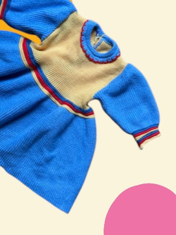 Robe tricot bleu et jaune - 3 mois