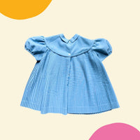 Robe ancienne plissée bleue - 12/18 mois