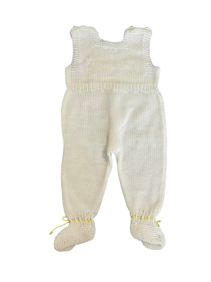 Combinaison tricot blanc et jaune - 3 mois