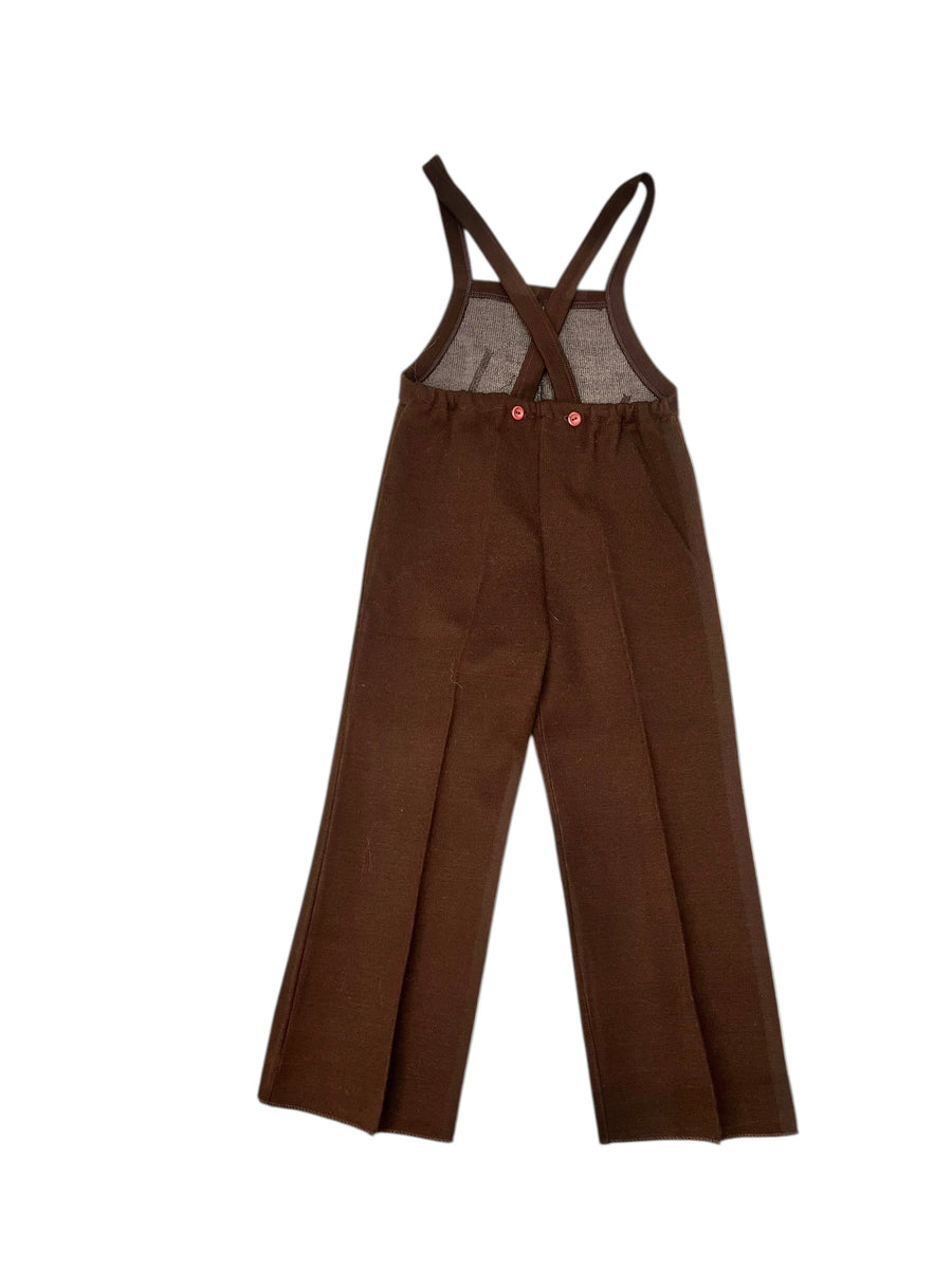 Salopette en maille marron et beige 70's - 4 ans