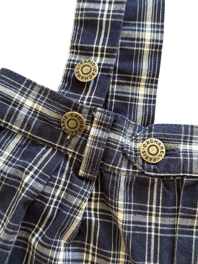 Short bretelles carreaux marine - 4 ans