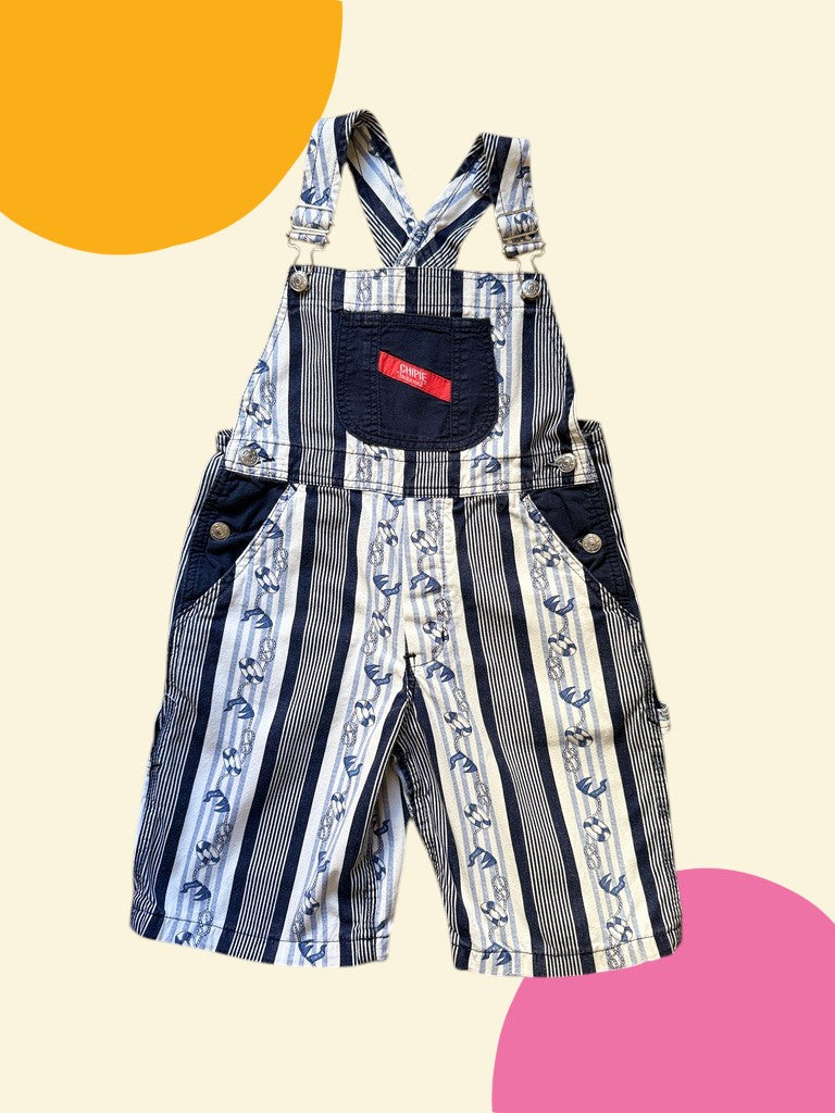 Salopette short marinière bleue - 8 ans