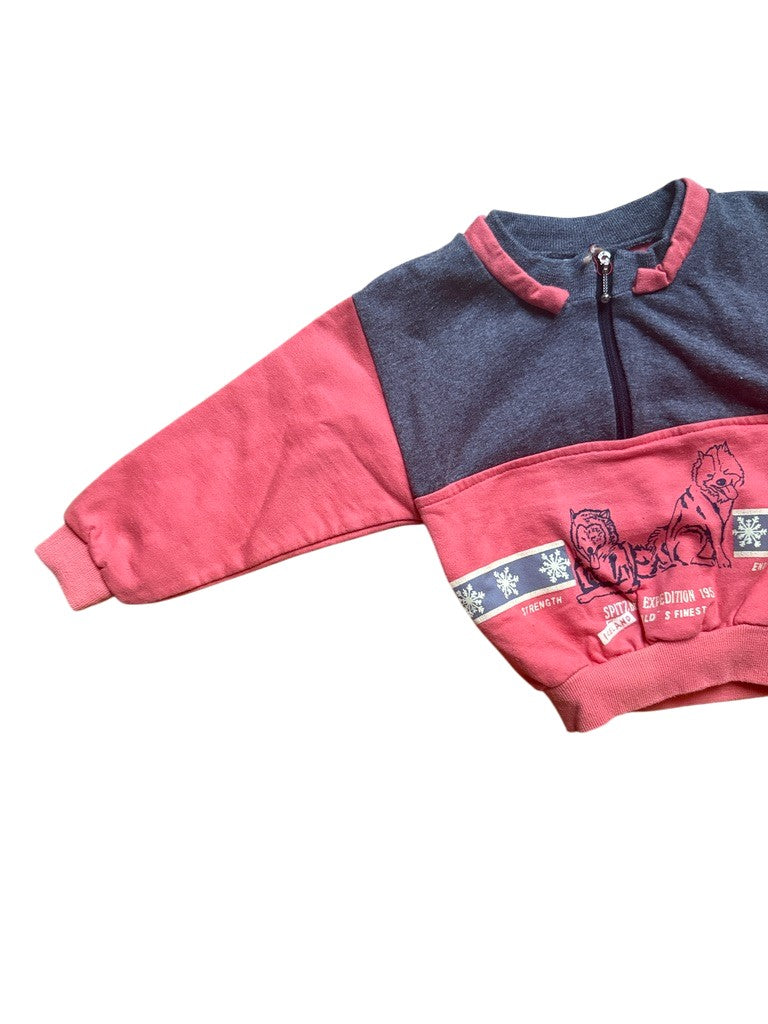Sweat loup orange et gris - 24 mois
