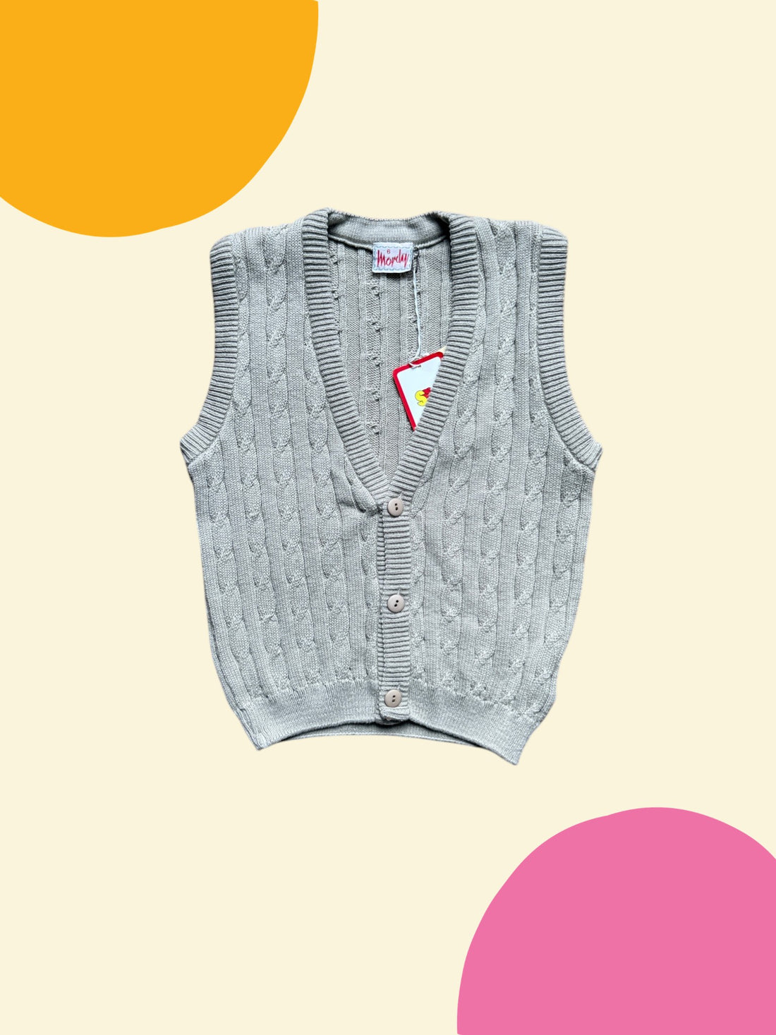 Gilet sans manches torsadé beige - 8 ans