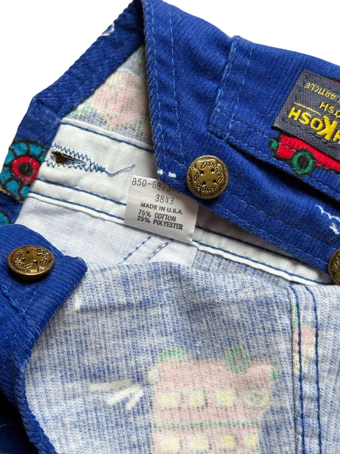 Salopette velours vehicules bleue - 18 mois