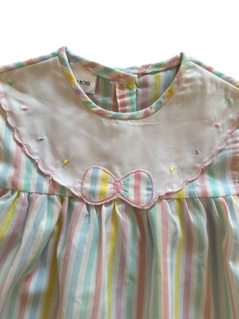 Robe rayée pastel noeud - 18 mois