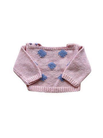 Pull losange rose et bleu - 9 mois
