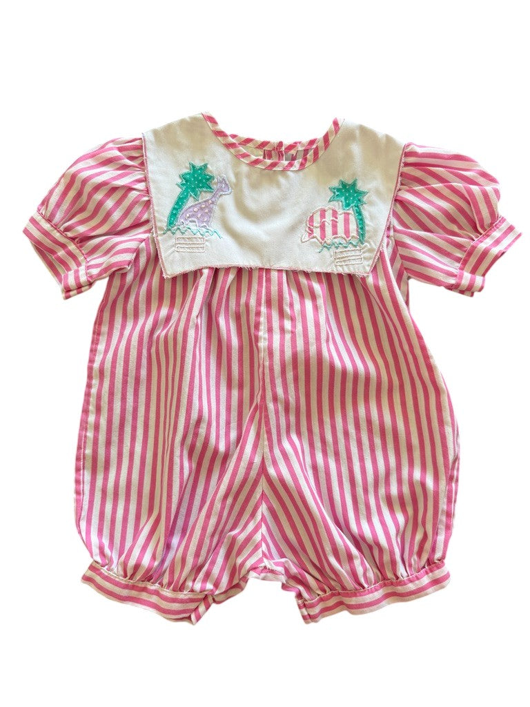 Combinaison rose rayée - 12 mois
