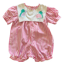 Combinaison rose rayée - 12 mois