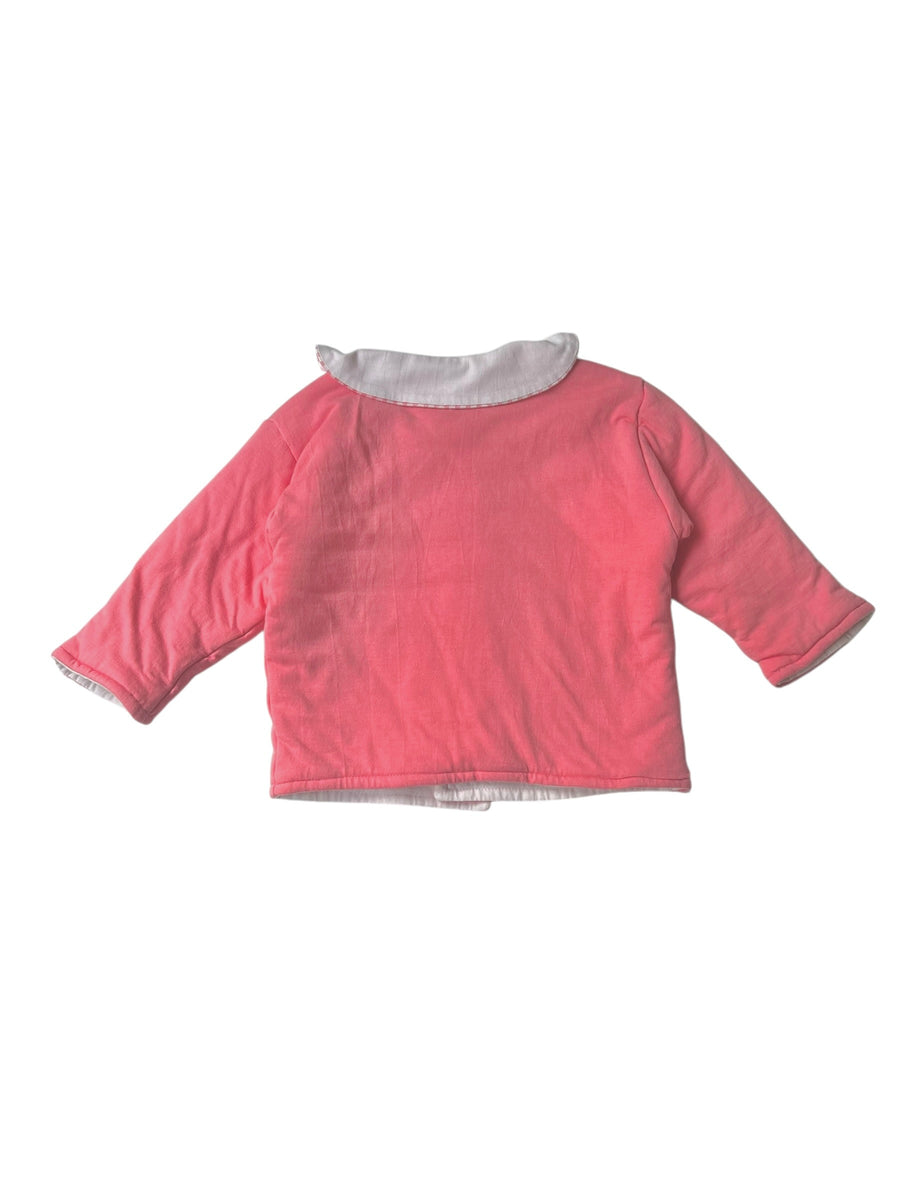 Ensemble gilet + salopette rose - 6 mois