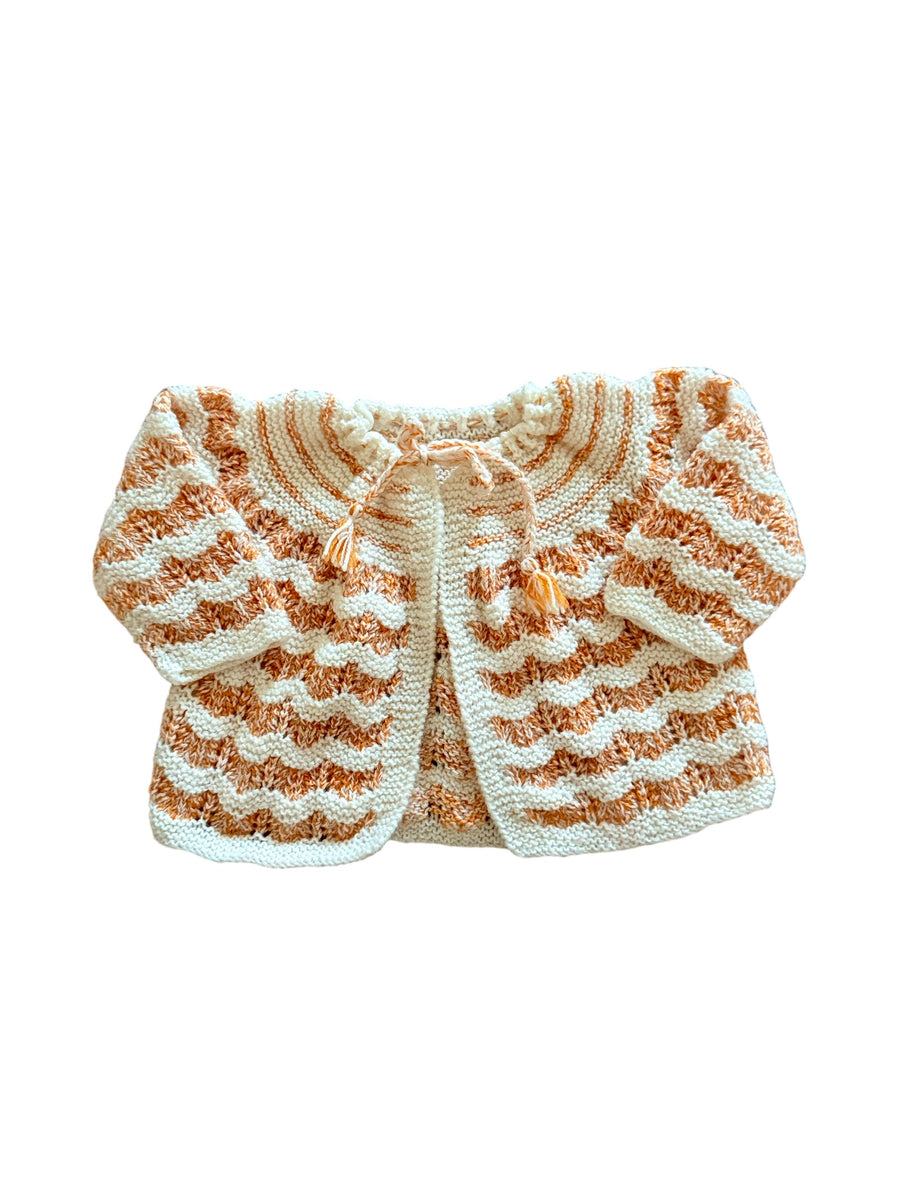 Gilet ocre et blanc - 3 mois