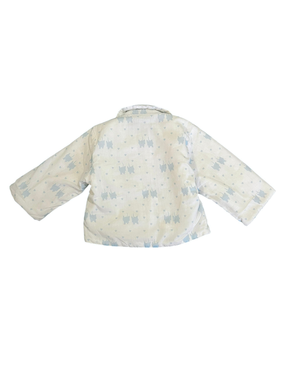 Ensemble molletonné chat bleu et blanc - 12 mois