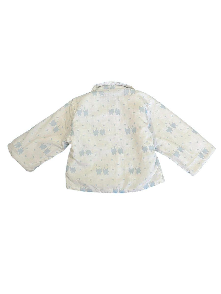 Ensemble molletonné chat bleu et blanc - 12 mois