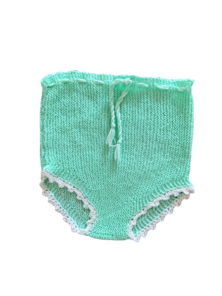 Ensemble tricot gilet + culotte vert - 3 mois