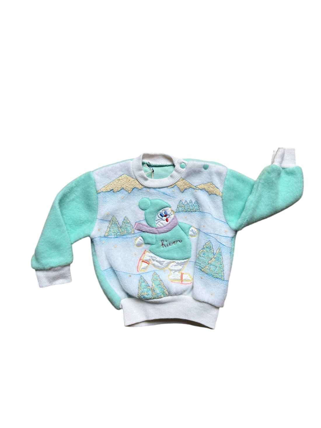 Sweat polaire brodé skieur - 12 mois