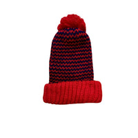 Bonnet rayé rouge et bleu - 1/2 ans