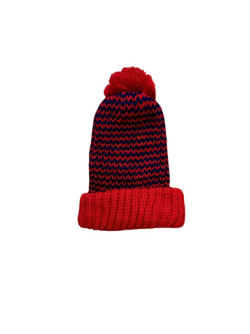 Bonnet rayé rouge et bleu - 1/2 ans