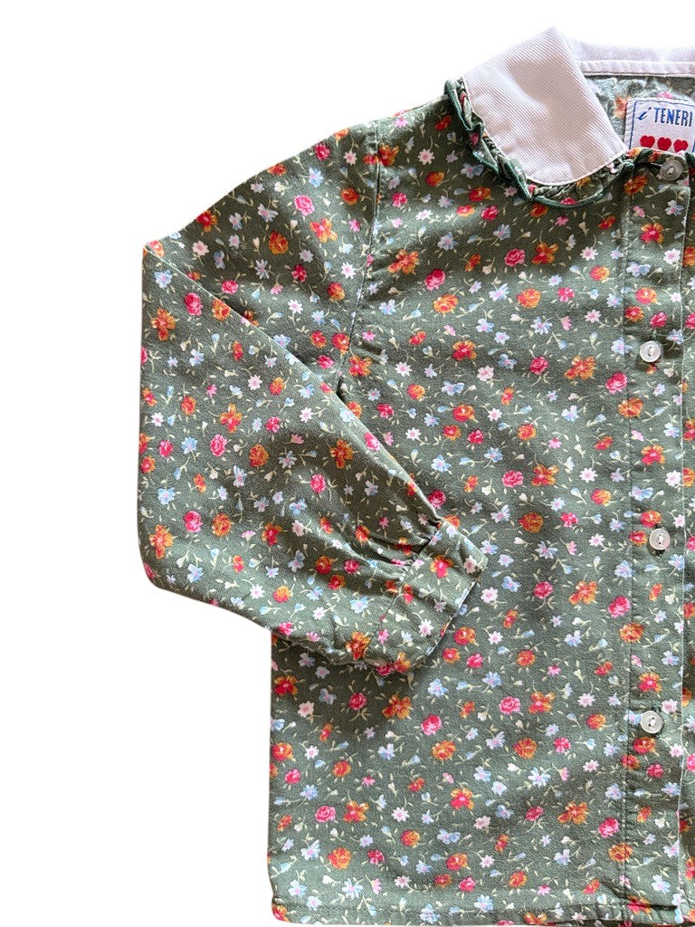 Chemise fleuries verte - 5 ans