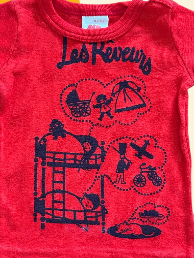 T-shirt Les Rêveurs rouge - 6 mois