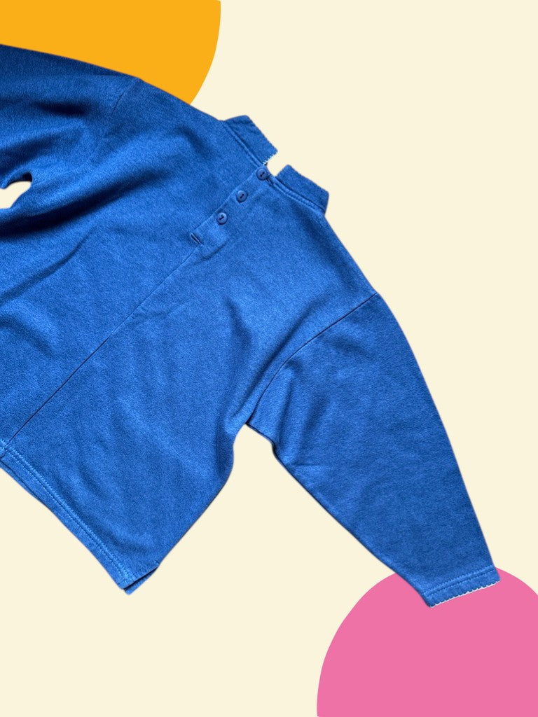 Sweat patchwork fleuri bleu jean - 6/8 ans