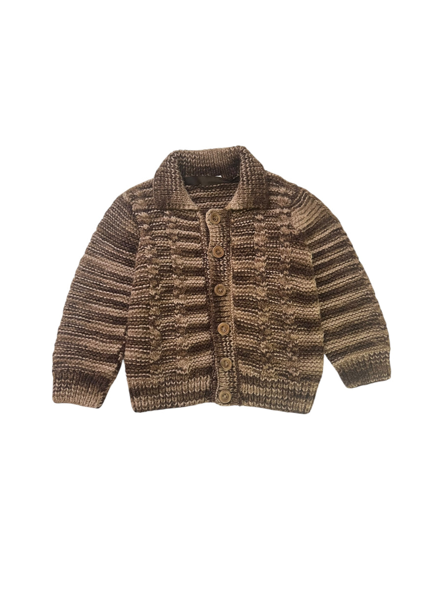 Gilet rayé torsadé marron - 6/7 ans