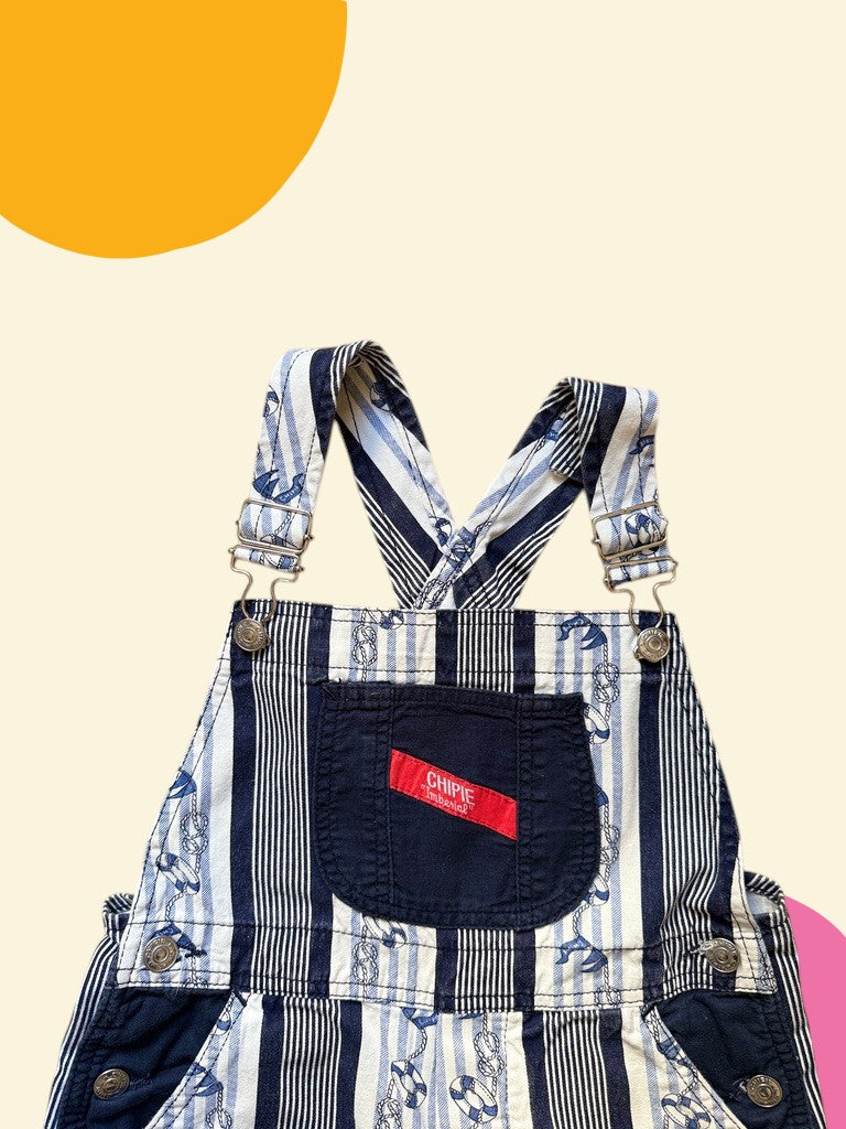 Salopette short marinière bleue - 8 ans