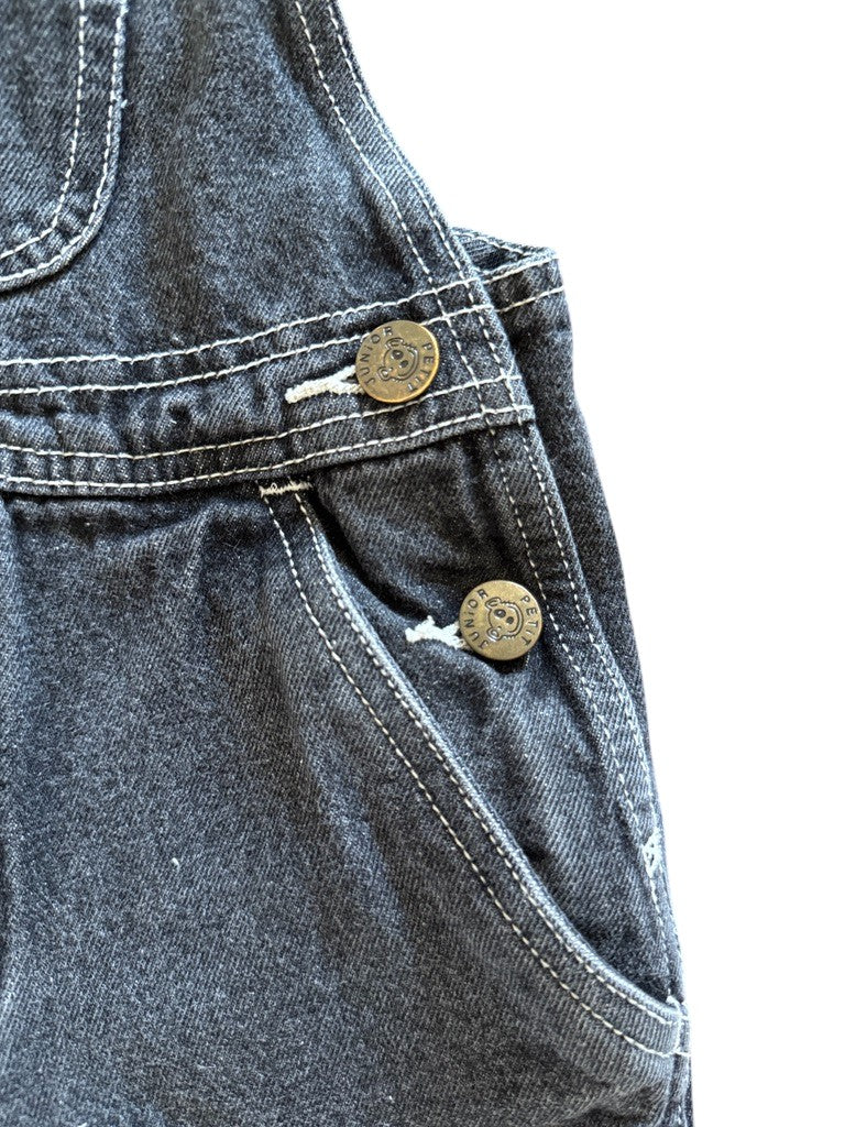 Salopette en jean noir brodée - 4 ans