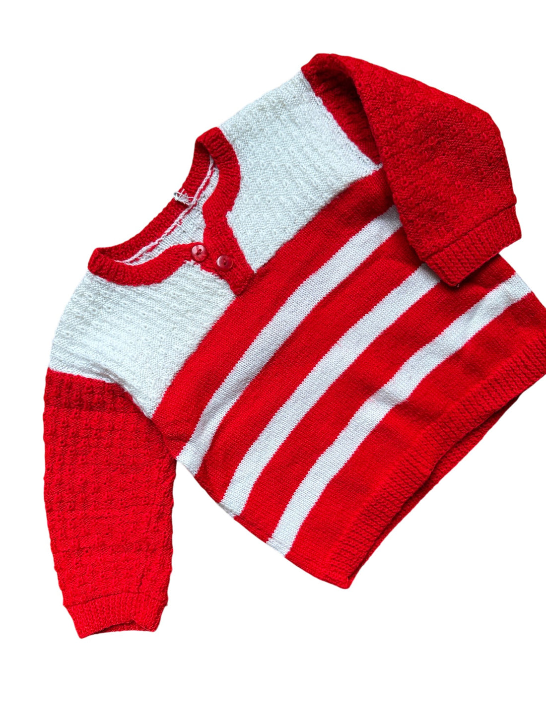 Pull rayé rouge et blanc - 24 mois