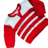 Pull rayé rouge et blanc - 24 mois