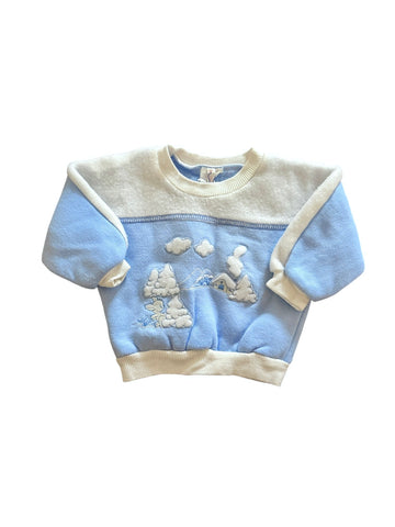 Sweat molleton polaire maison bicolore - 6/9 mois